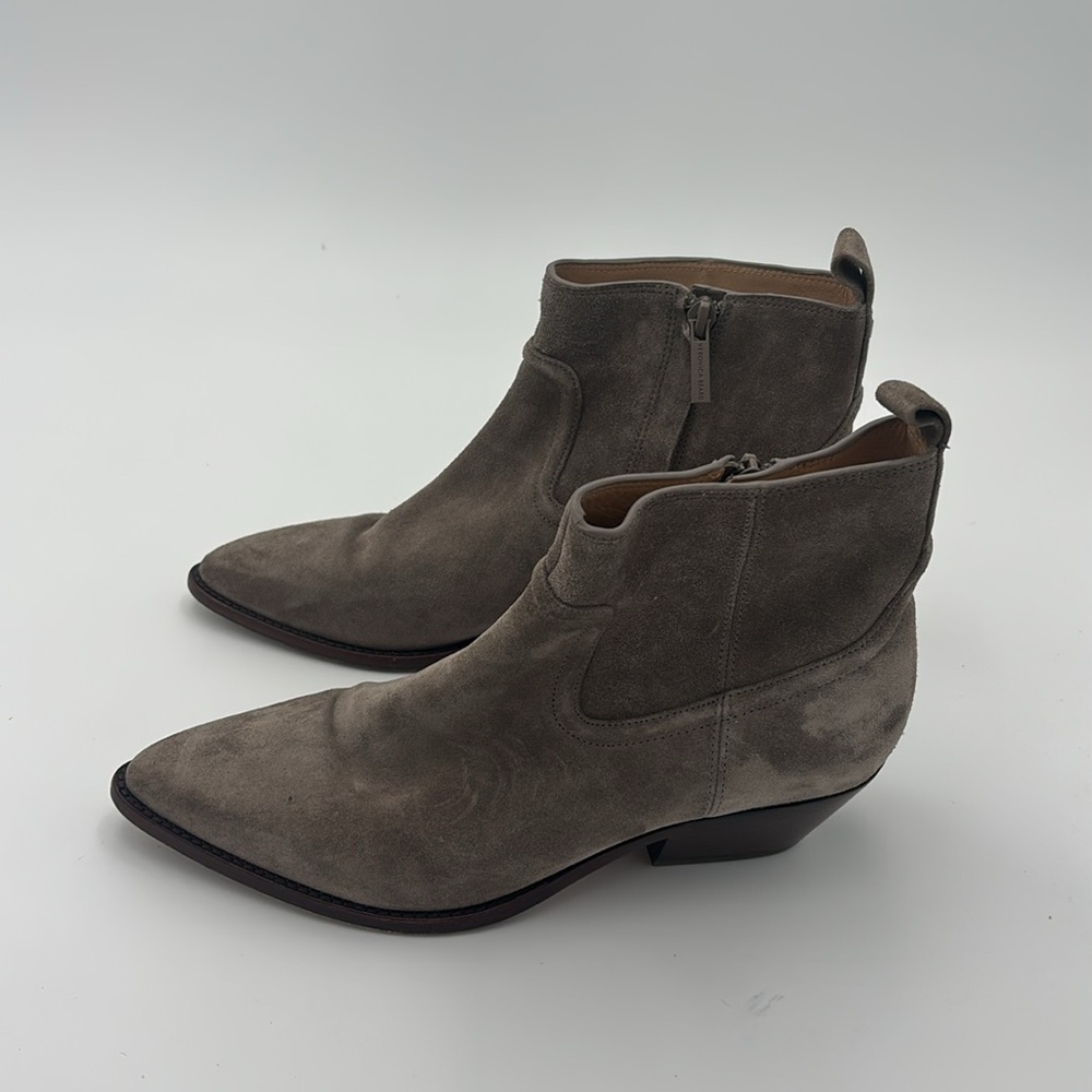 Veronica Beard Kinsley Bootie Taupe Suede Ankle Boots 7.5 - Picture 2 of 6